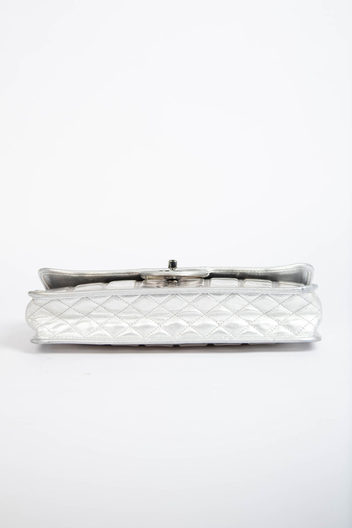 2000s Chanel Silver Ice Cube Single Flap Shoulder Bag