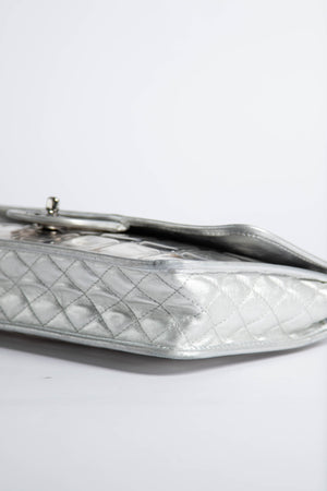 2000s Chanel Silver Ice Cube Single Flap Shoulder Bag