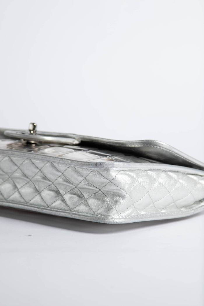 2000s Chanel Silver Ice Cube Single Flap Shoulder Bag
