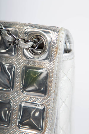 2000s Chanel Silver Ice Cube Single Flap Shoulder Bag
