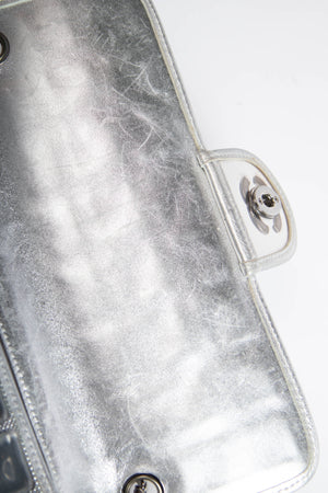 2000s Chanel Silver Ice Cube Single Flap Shoulder Bag