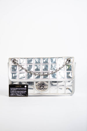 2000s Chanel Silver Ice Cube Single Flap Shoulder Bag