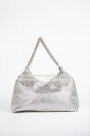 2000s Chanel Silver Perforated Leather Rodeo Drive Tote Bag