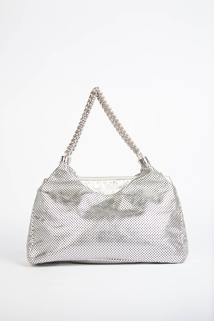 2000s Chanel Silver Perforated Leather Rodeo Drive Tote Bag