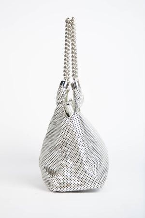 2000s Chanel Silver Perforated Leather Rodeo Drive Tote Bag