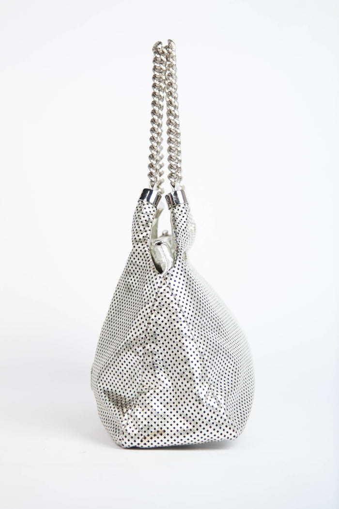 2000s Chanel Silver Perforated Leather Rodeo Drive Tote Bag