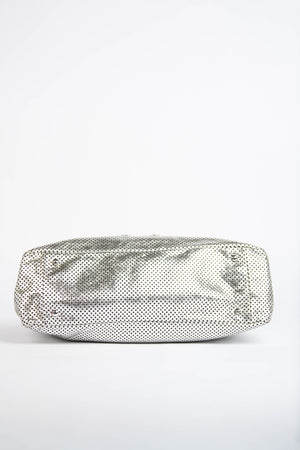 2000s Chanel Silver Perforated Leather Rodeo Drive Tote Bag