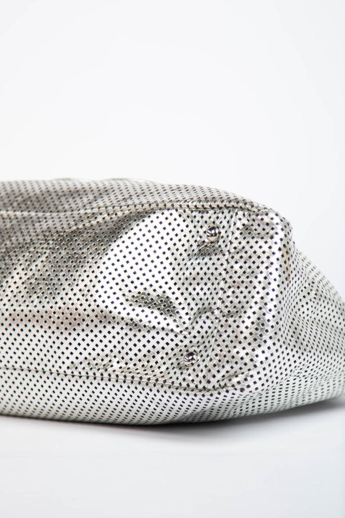 2000s Chanel Silver Perforated Leather Rodeo Drive Tote Bag