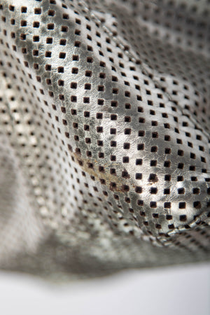 2000s Chanel Silver Perforated Leather Rodeo Drive Tote Bag