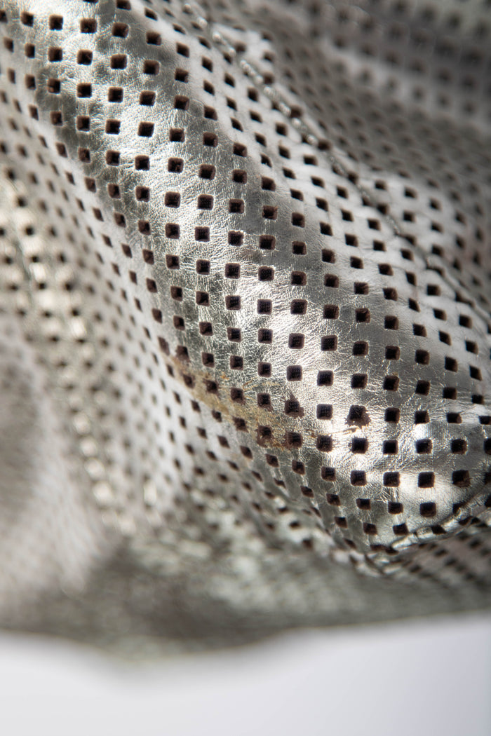 2000s Chanel Silver Perforated Leather Rodeo Drive Tote Bag