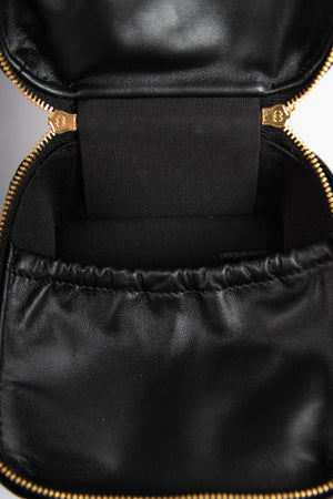 2025 Chanel Black Shiny Calfskin Leather Mini Vanity with Chain