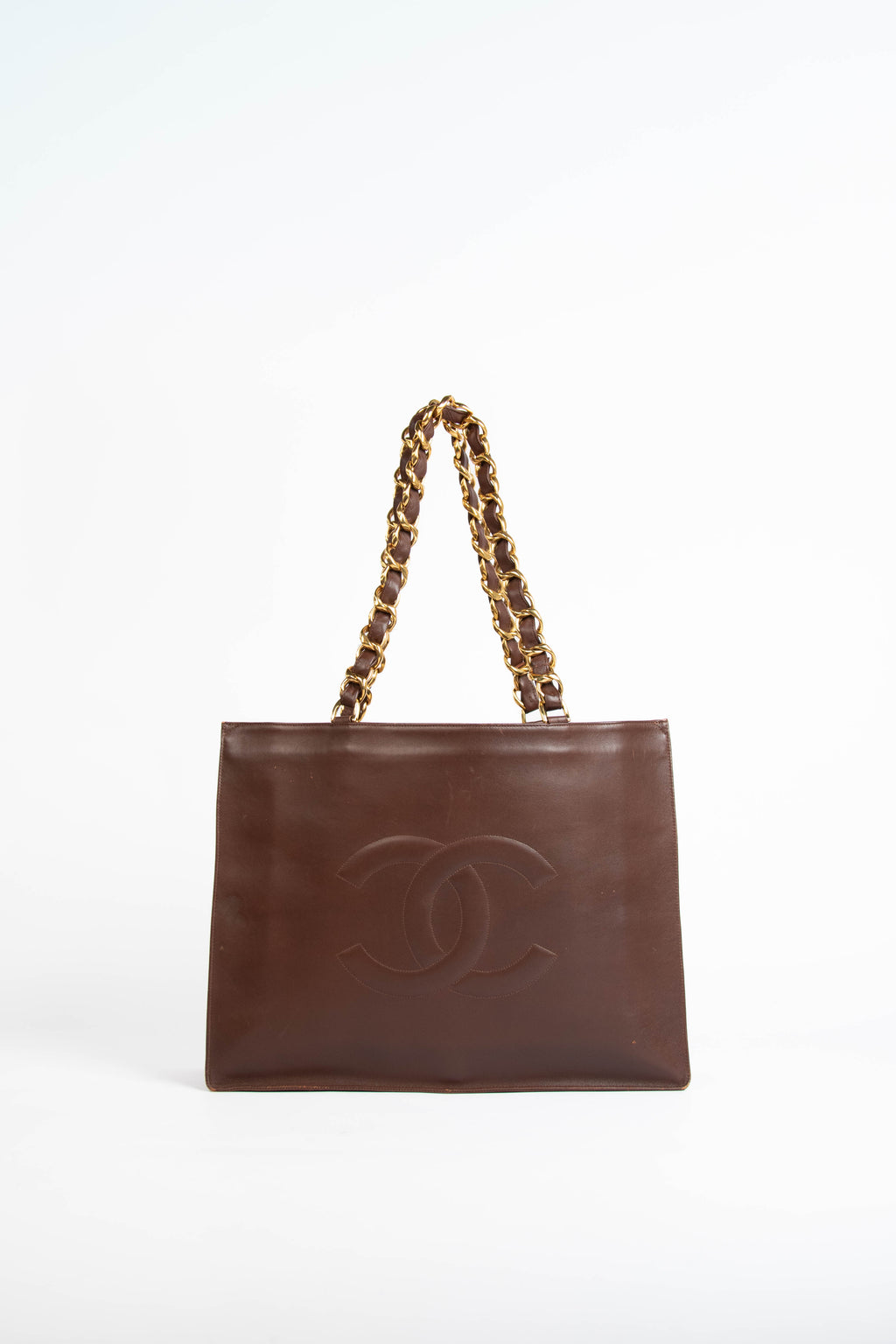 Vintage Chanel Brown Lambskin Leather Tote Bag with 24K GHW