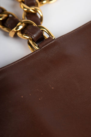 Vintage Chanel Brown Lambskin Leather Tote Bag with 24K GHW