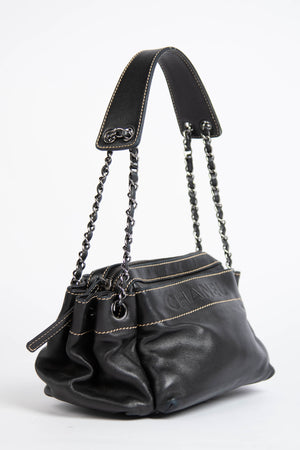 Vintage Chanel Black Leather Shoulder Bag