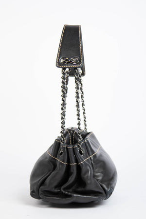 Vintage Chanel Black Leather Shoulder Bag