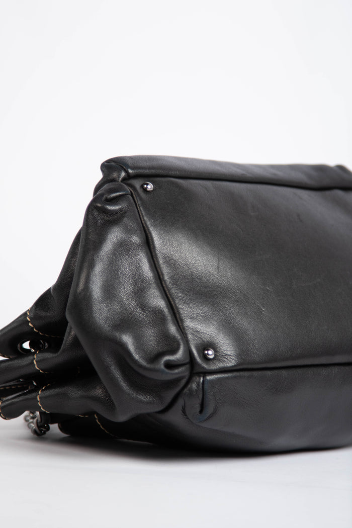 Vintage Chanel Black Leather Shoulder Bag