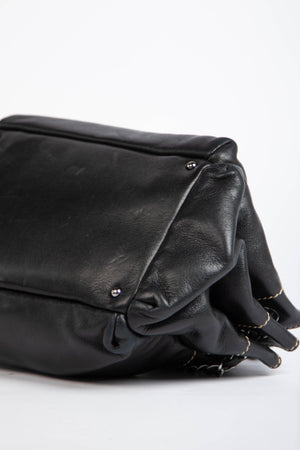 Vintage Chanel Black Leather Shoulder Bag