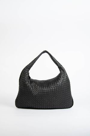 Vintage Bottega Veneta Black Intrecciato Shoulder Bag