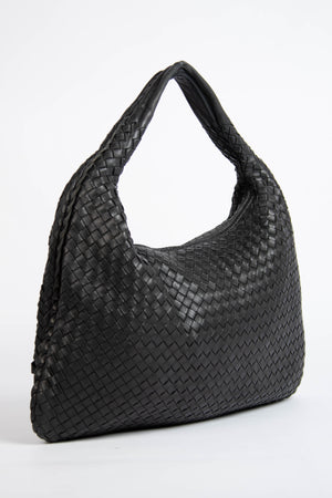 Vintage Bottega Veneta Black Intrecciato Shoulder Bag