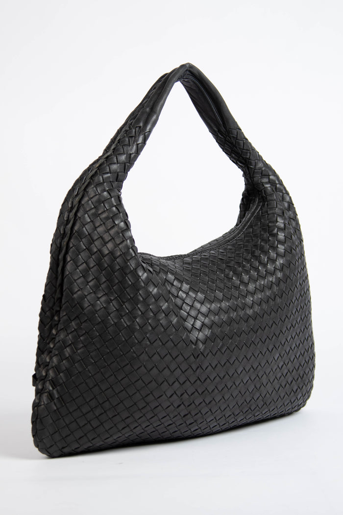 Vintage Bottega Veneta Black Intrecciato Shoulder Bag