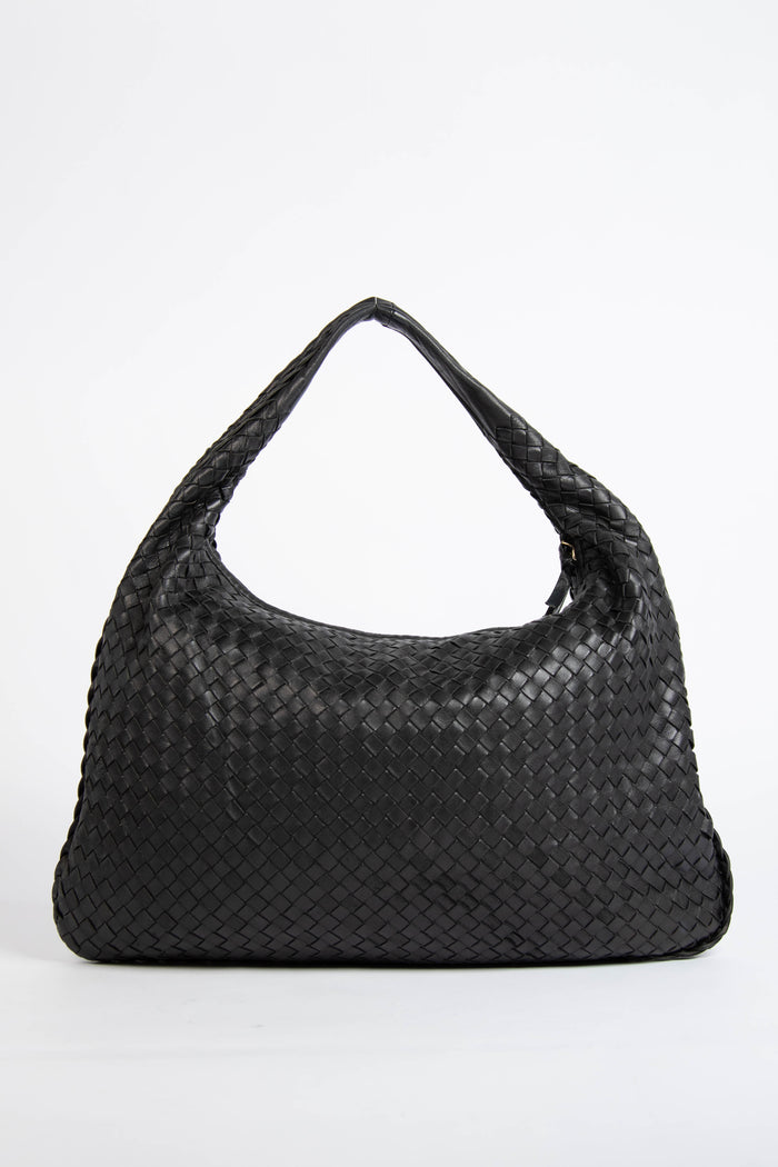 Vintage Bottega Veneta Black Intrecciato Shoulder Bag