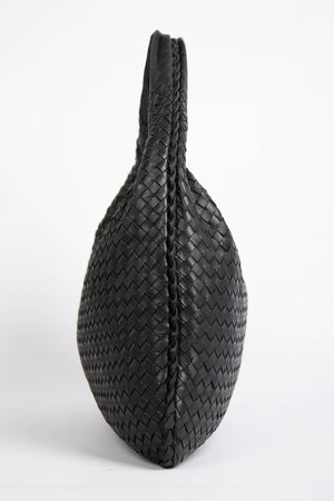 Vintage Bottega Veneta Black Intrecciato Shoulder Bag