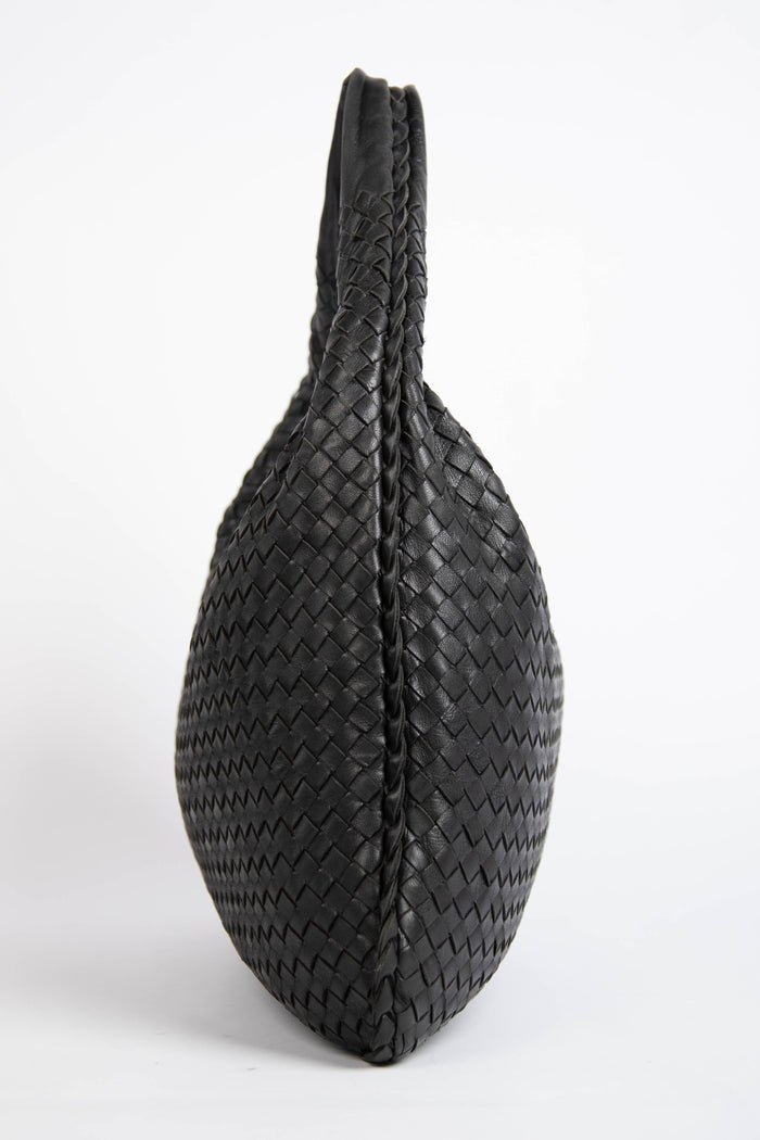 Vintage Bottega Veneta Black Intrecciato Shoulder Bag