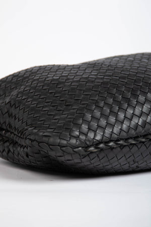 Vintage Bottega Veneta Black Intrecciato Shoulder Bag