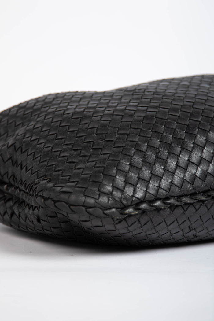 Vintage Bottega Veneta Black Intrecciato Shoulder Bag
