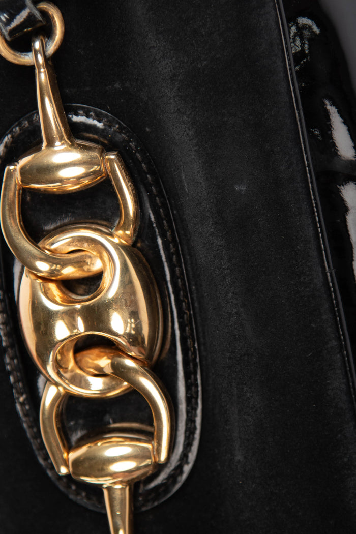 2000s Gucci Black Suede Wave Boston Bag
