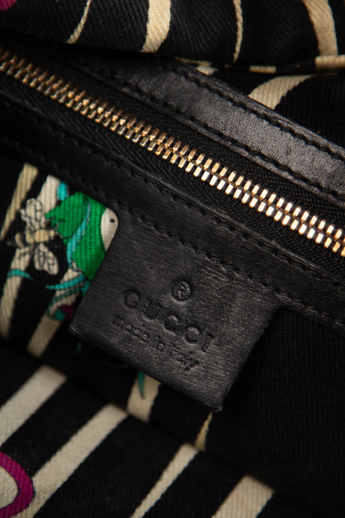 2000s Gucci Black Suede Wave Boston Bag