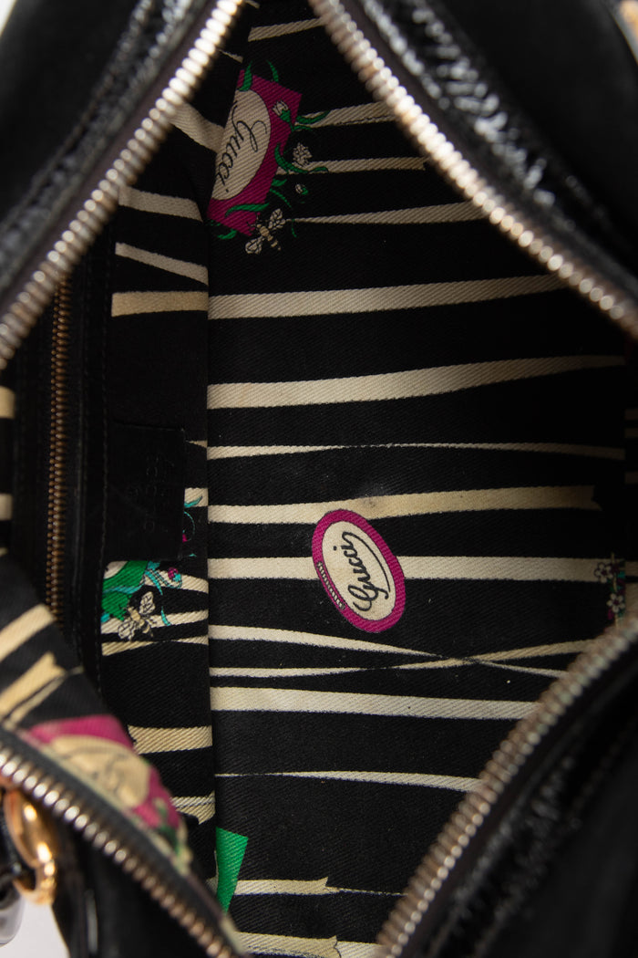2000s Gucci Black Suede Wave Boston Bag