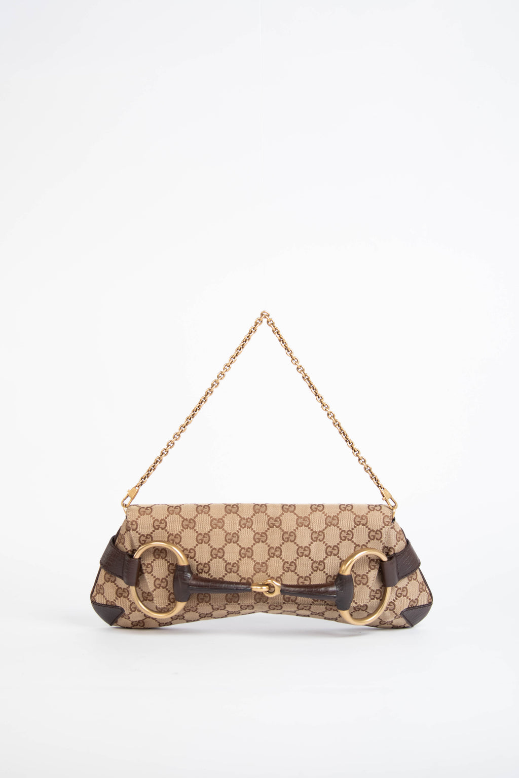 RARE Vintage Gucci GG Large Monogram Horsebit Shoulder Bag