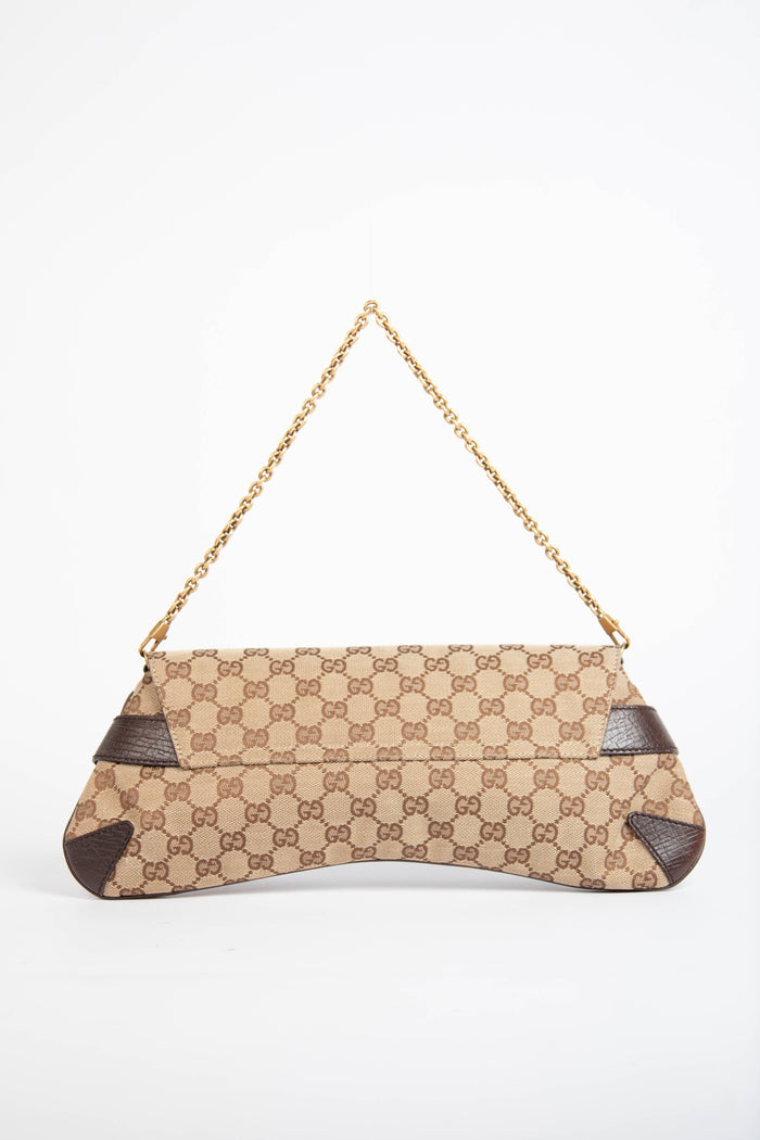 RARE Vintage Gucci GG Large Monogram Horsebit Shoulder Bag