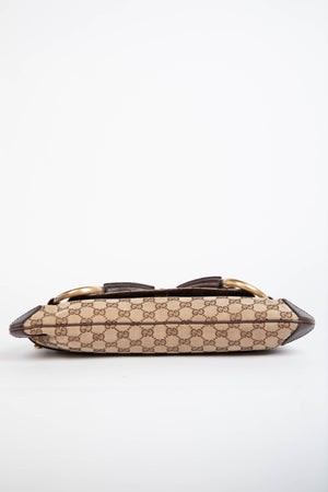 RARE Vintage Gucci GG Large Monogram Horsebit Shoulder Bag