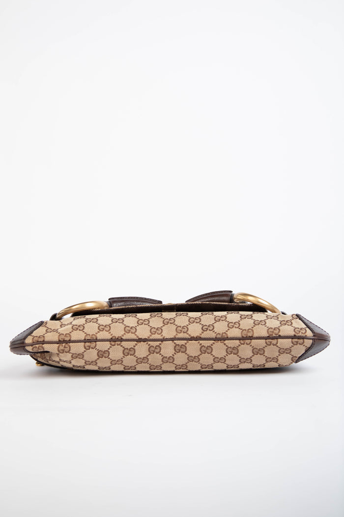 RARE Vintage Gucci GG Large Monogram Horsebit Shoulder Bag