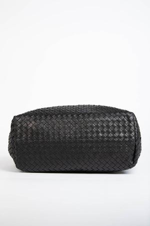 Vintage Bottega Veneta Black Intrecciato Garda Shoulder Bag