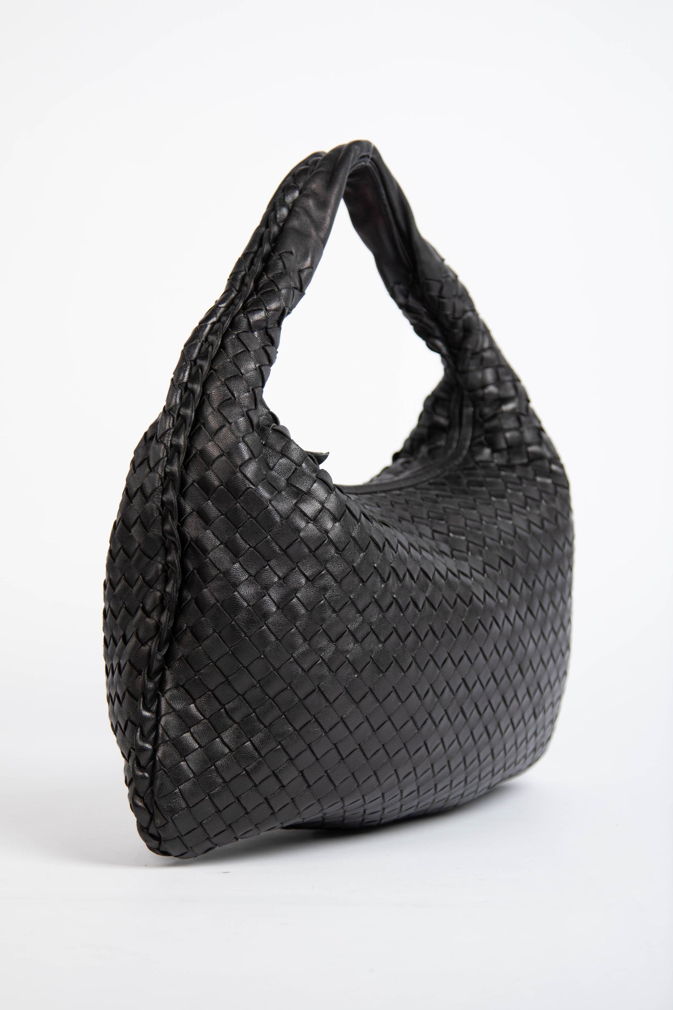 Vintage Bottega Veneta Black Intrecciato Shoulder Bag