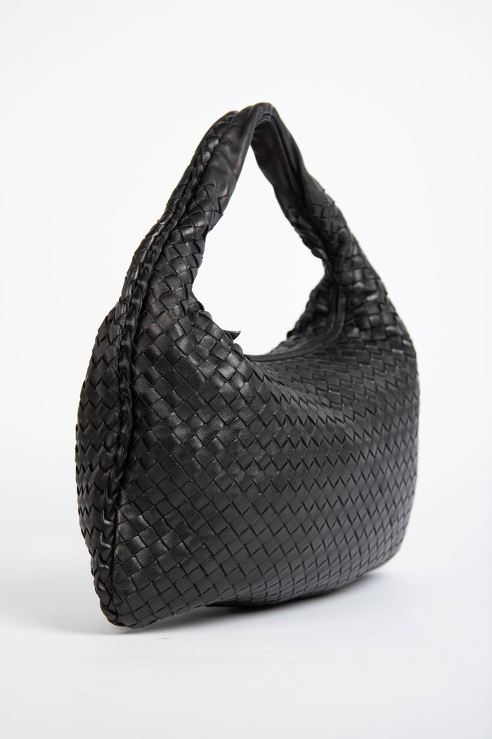 Vintage Bottega Veneta Black Intrecciato Shoulder Bag