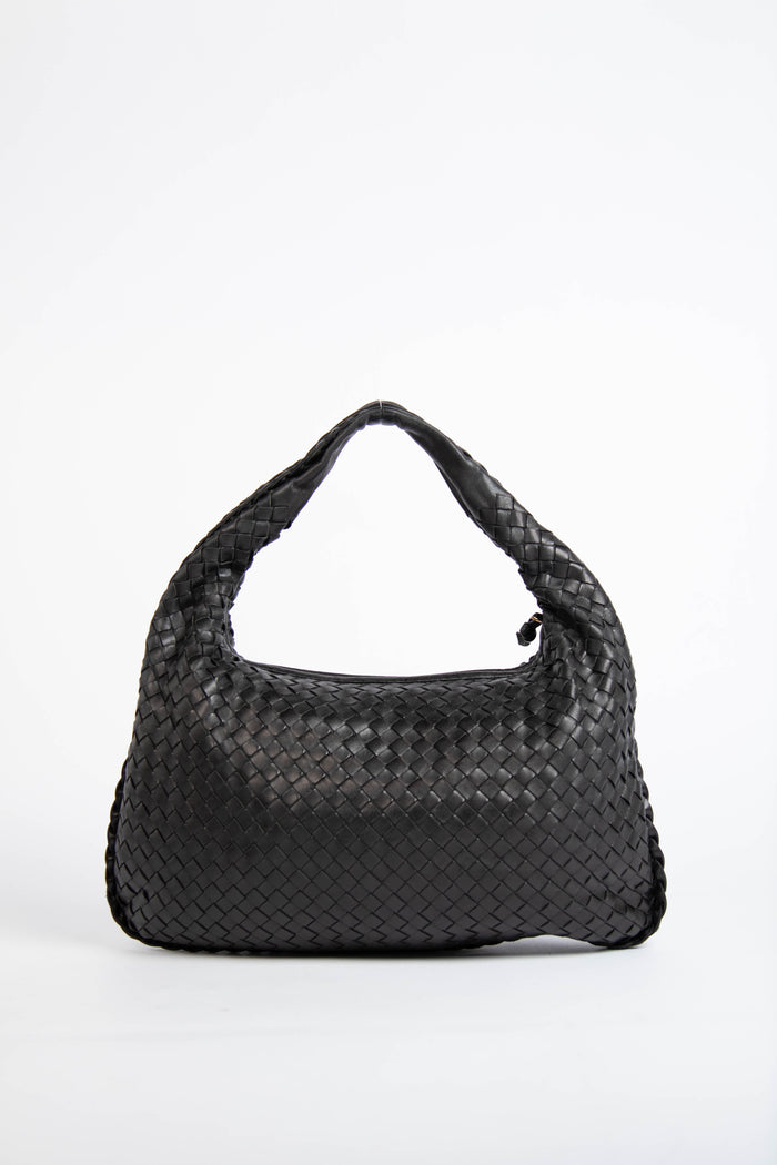 Vintage Bottega Veneta Black Intrecciato Shoulder Bag