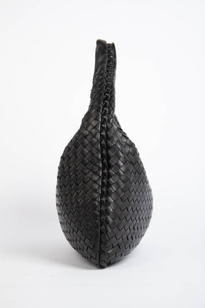 Vintage Bottega Veneta Black Intrecciato Shoulder Bag