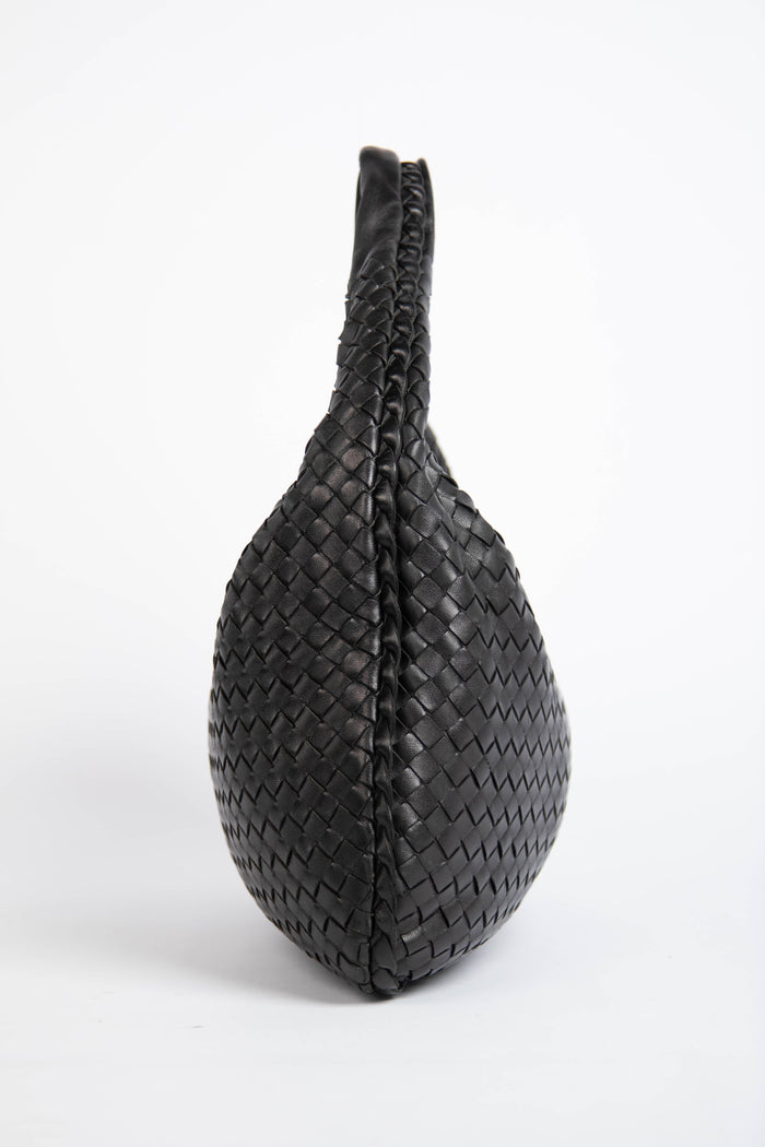 Vintage Bottega Veneta Black Intrecciato Shoulder Bag