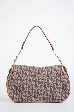 Vintage Christian Dior Brown Monogram Double Saddle Shoulder Bag