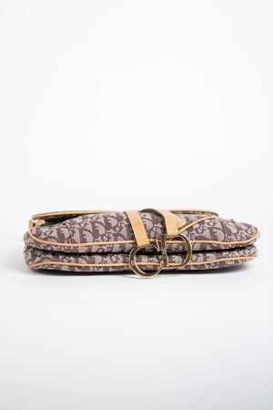 Vintage Christian Dior Brown Monogram Double Saddle Shoulder Bag