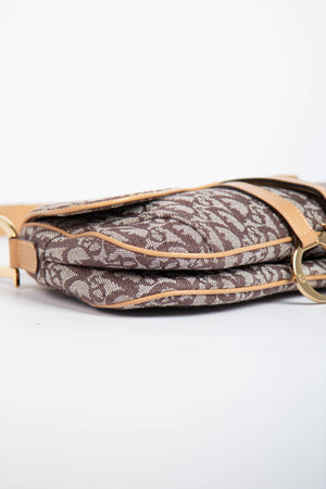 Vintage Christian Dior Brown Monogram Double Saddle Shoulder Bag