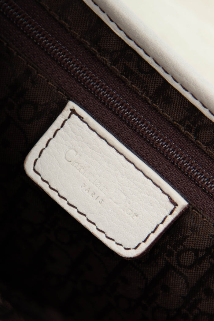 RARE Christian Dior White Leather Saddle Shoulder Bag