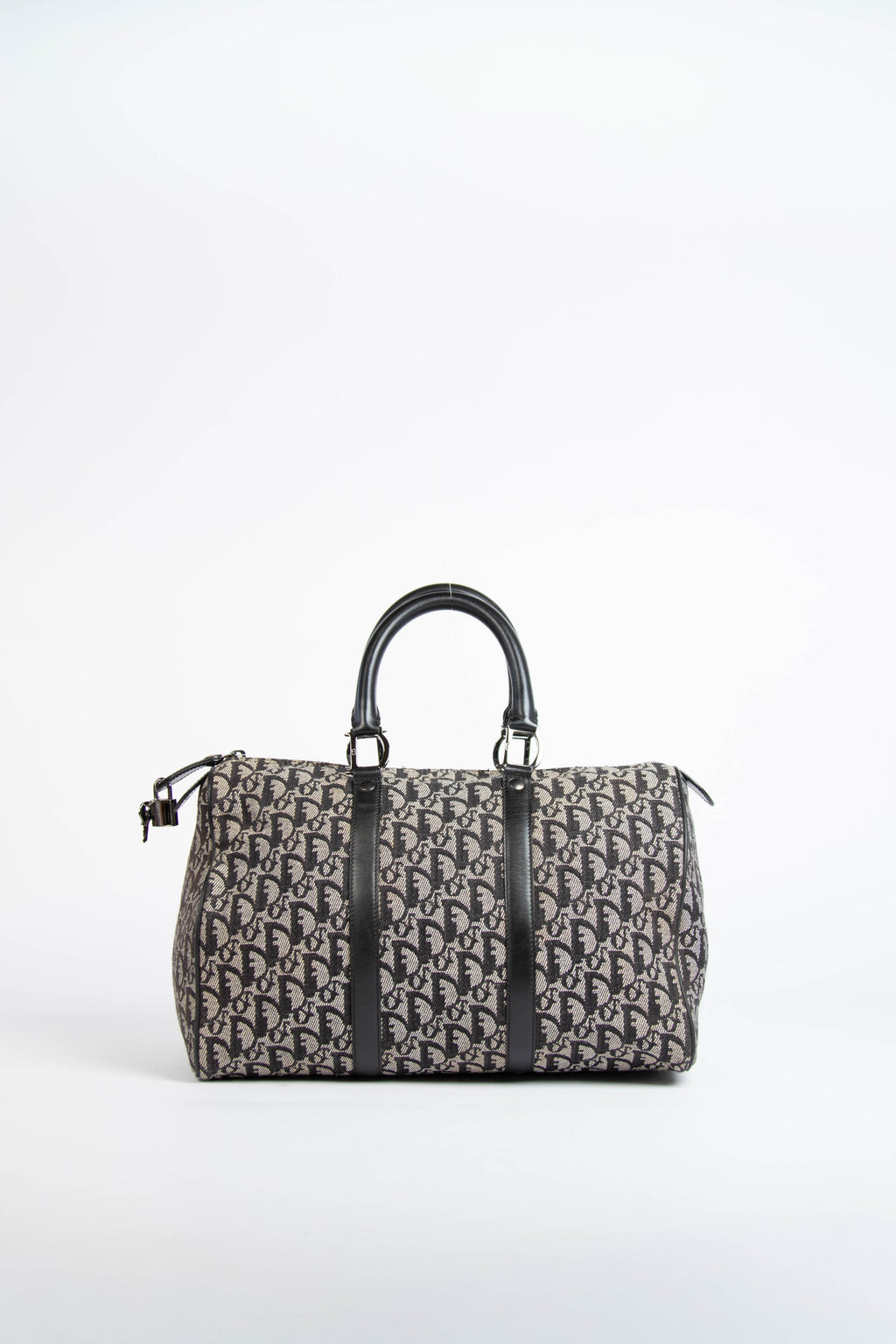 2000s Christian Dior Black Monogram Canvas  Boston Bag
