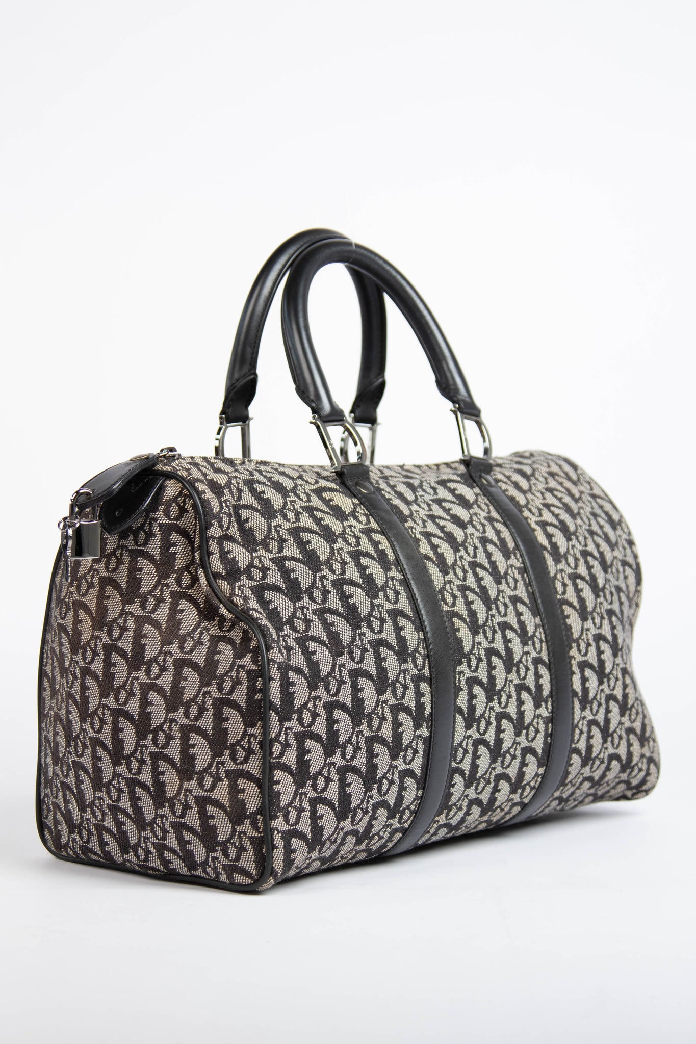 2000s Christian Dior Black Monogram Canvas  Boston Bag