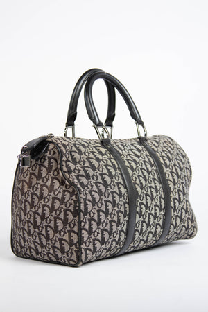 2000s Christian Dior Black Monogram Canvas  Boston Bag