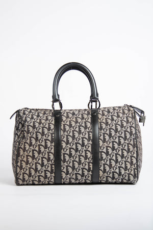 2000s Christian Dior Black Monogram Canvas  Boston Bag